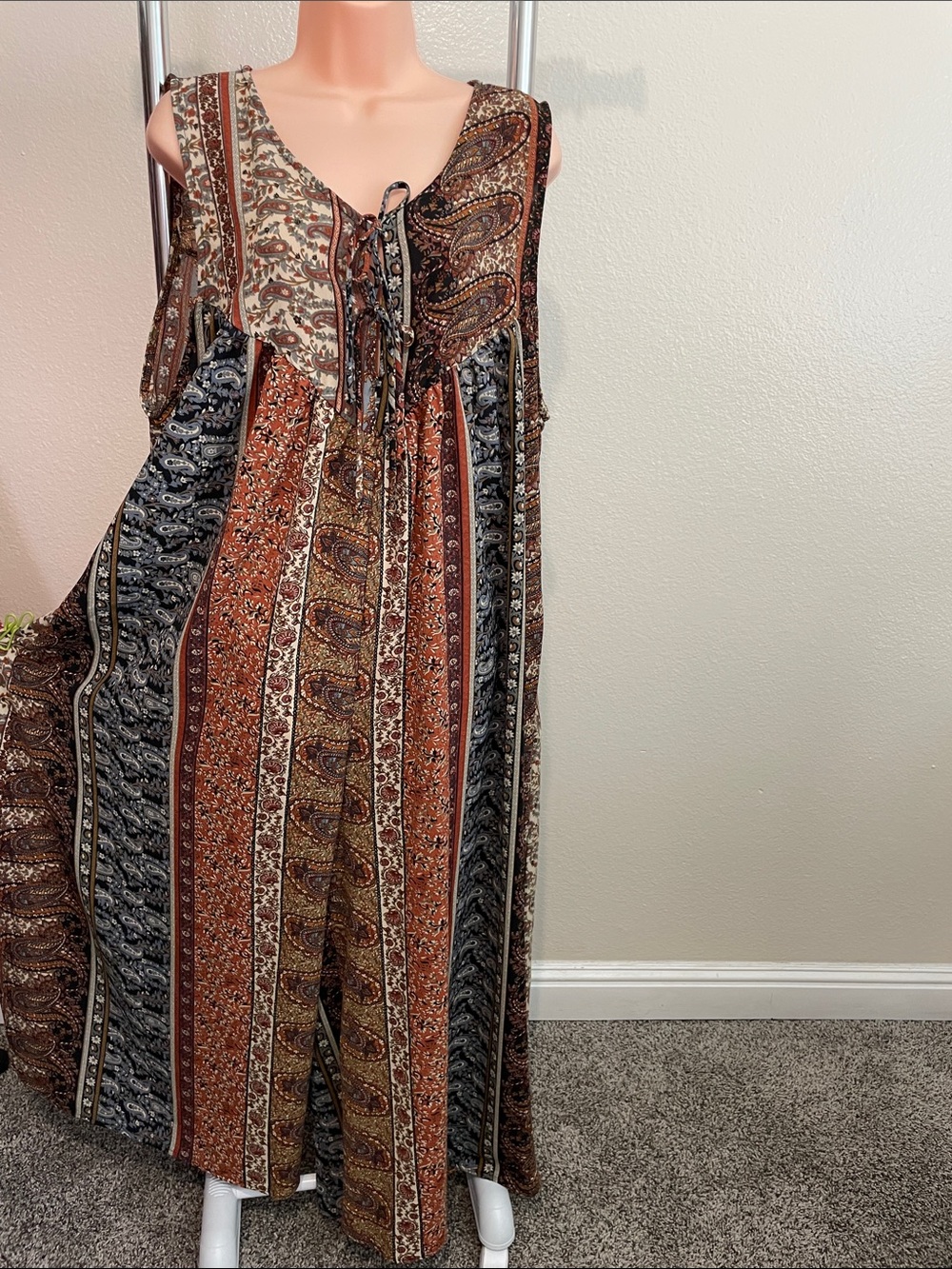 Boho Paisley Wide-Leg Jumpsuit - Picture 3 of 6